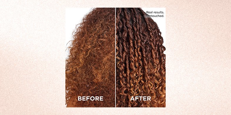 Before and after image of 4C hair tyoe